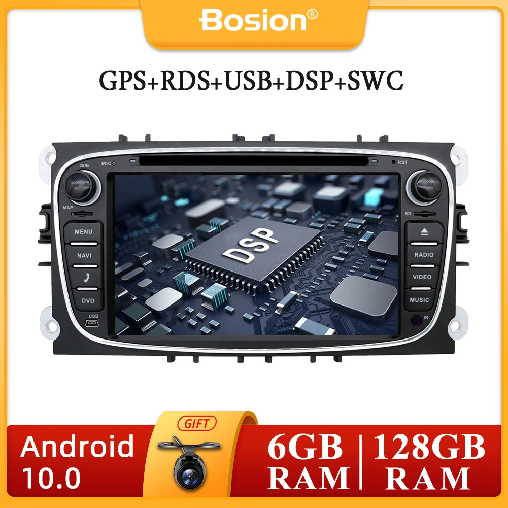 2 Din Car Stereo Radio Multimedia Player DVD Android 10.0 For Ford Focus S-Max Mondeo Galaxy C-Max Kuga GPS RDS Auto Carplay+DSP