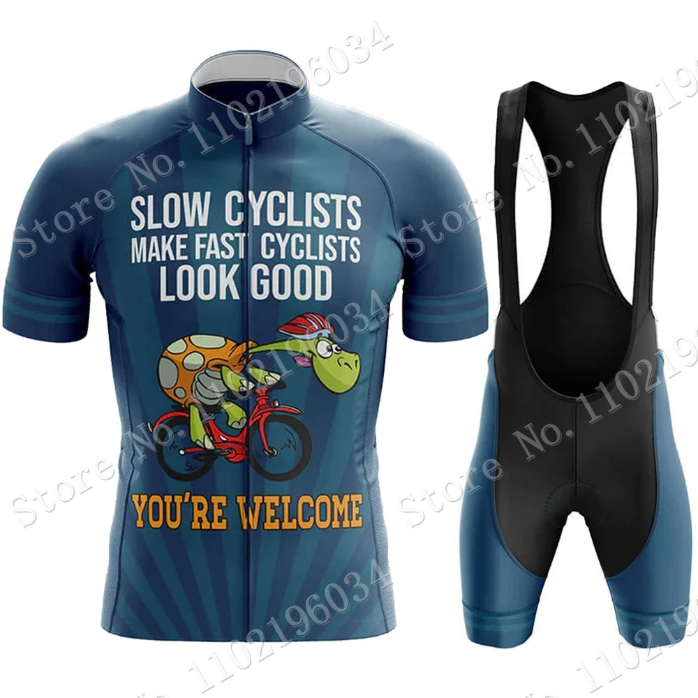 

Slow Cyclists 2023 Cycling Jersey Set Turtle Cycling Clothing Short Sleeve Road Bike Shirts Suit Bicycle Tops Ropa Ciclismo