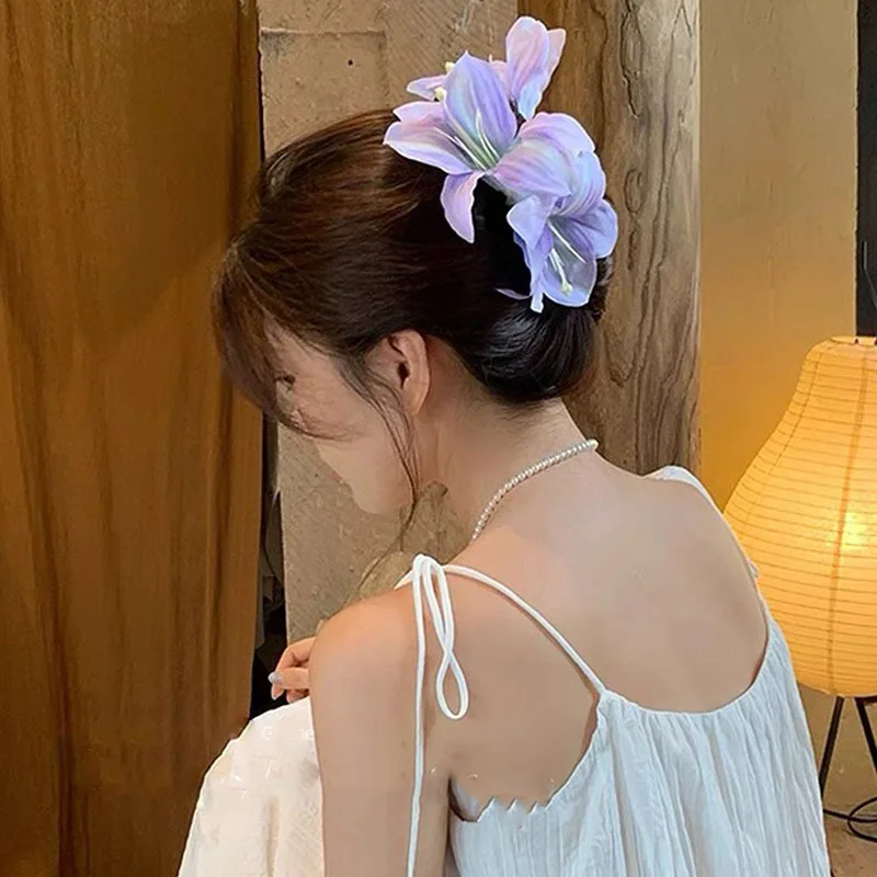 Женские трехмерные зажимы для волос с цветком лилии красивые красивой задней