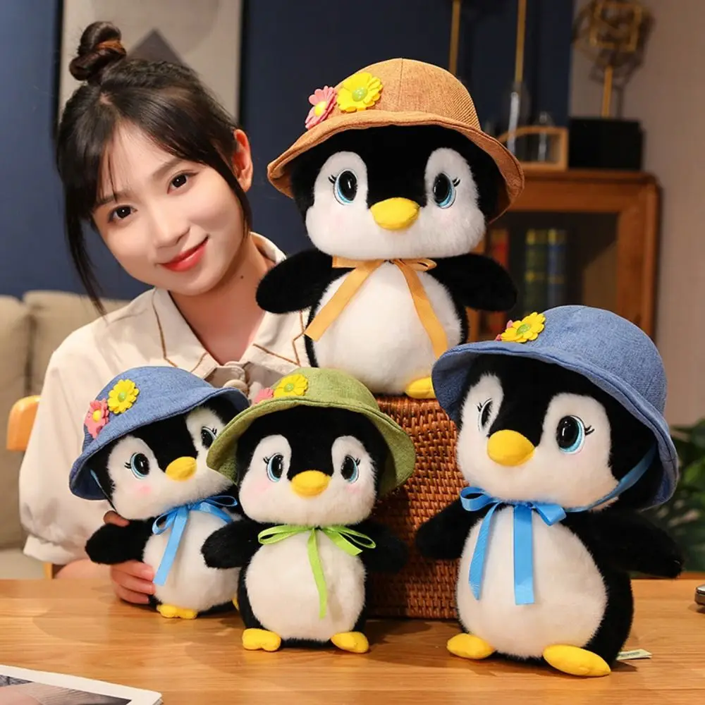 

Plush Toys Soft Stuffed Animal Dolls Birthday Gift For Boys Girls Kawaii Penguin With Hat Pillow Room Decor
