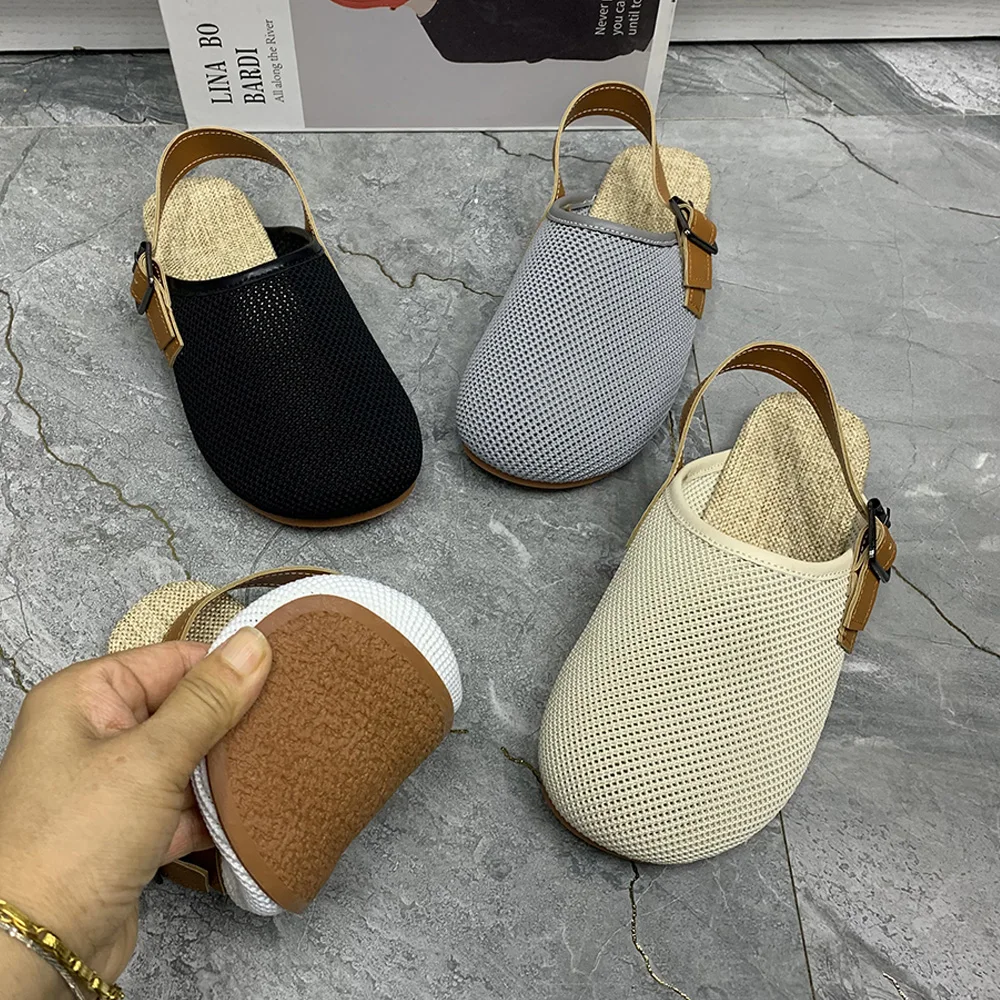 Luxury Slippers Women Fashion Women'S Sandals Breathable Upper Adjustable Rear Strap Summer Non-Slip Flat Sandals