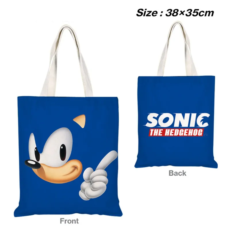 

Anime Sonic Peripheral Color Printing Shopping Bag Cartoon Portable Canvas Satchel Shoulder Bag School Bag Storage Bag