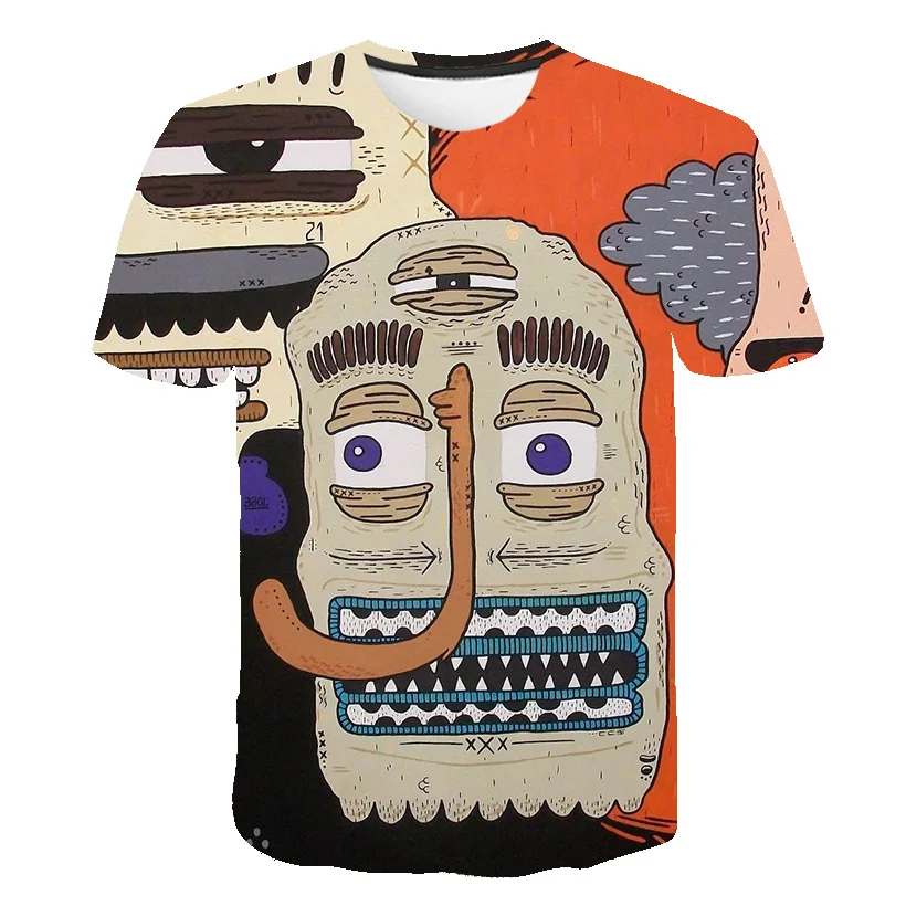 

2022 New Summer Personality Alternative Hip Hop Harajuku Mens T-shirts Interesting Graffiti Graphic Short Sleeve Plus Size Tops