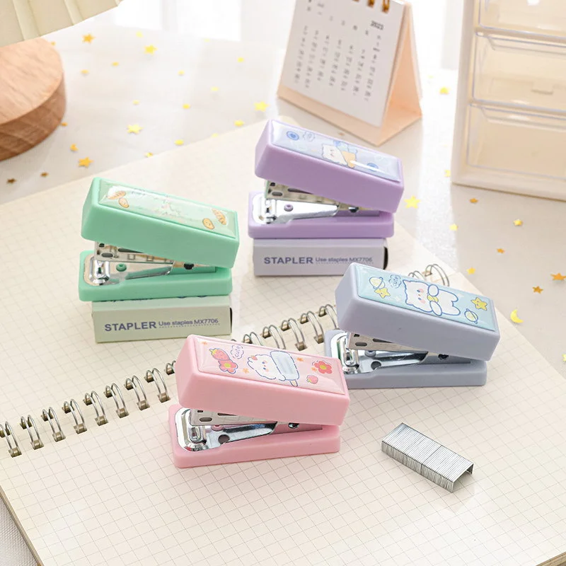 

Mini Stapler Set with Staples Cute Rabbit Bear Paper Binder Kids Stationery Office Binding Tools Student School Supplies