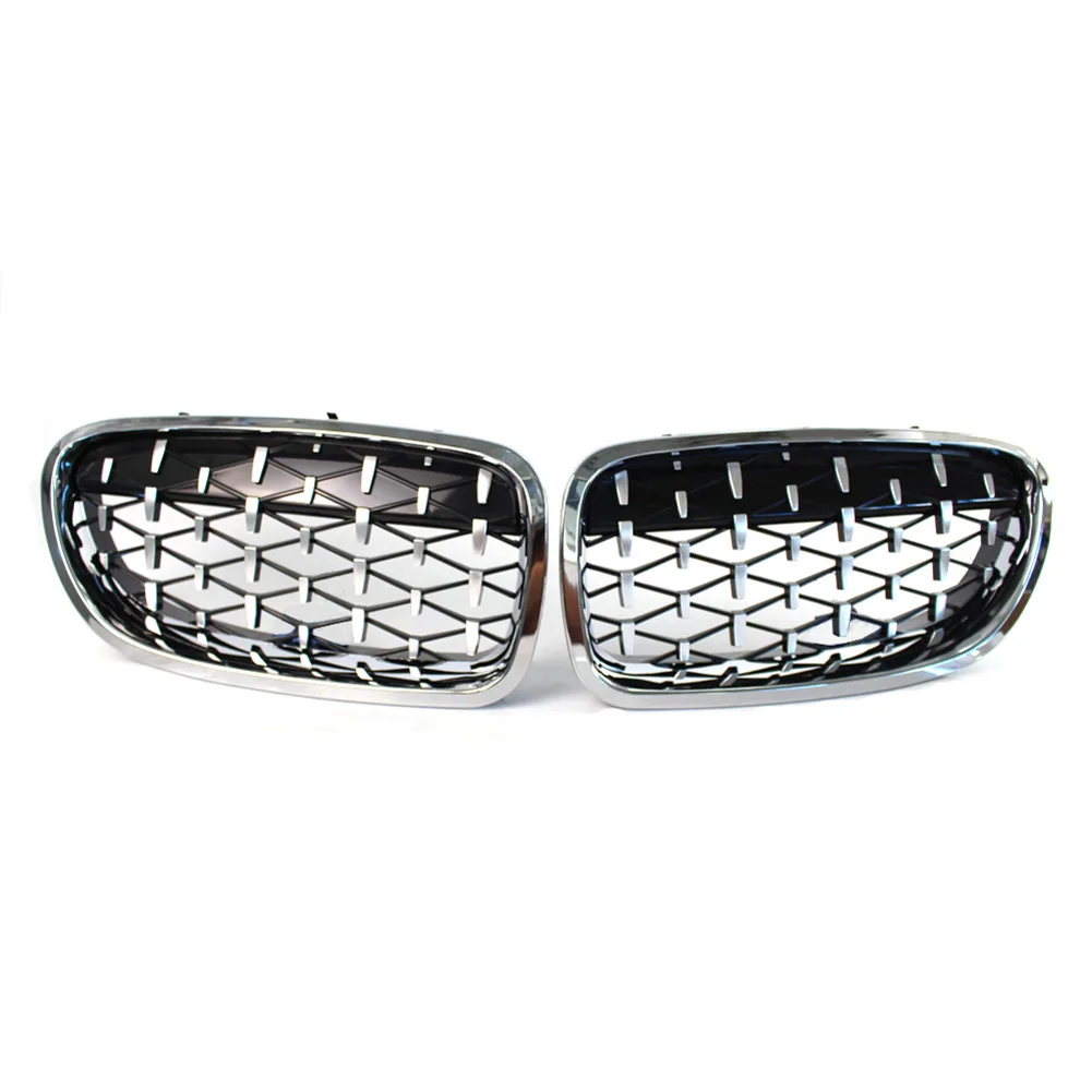 

2*Middle Grille (left+right) ABS Front Kidney Silver Plating Diamond Grille Grills For BMW F10/18 528i 535i Electroplating