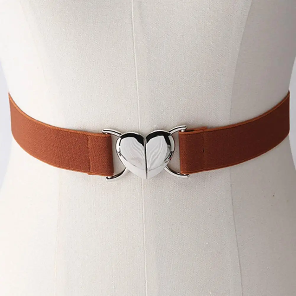 

Trendy Lady Waistband Reusable Waist Strap Exquisite Female Heart Buckle Stretchy Waistband Decorative