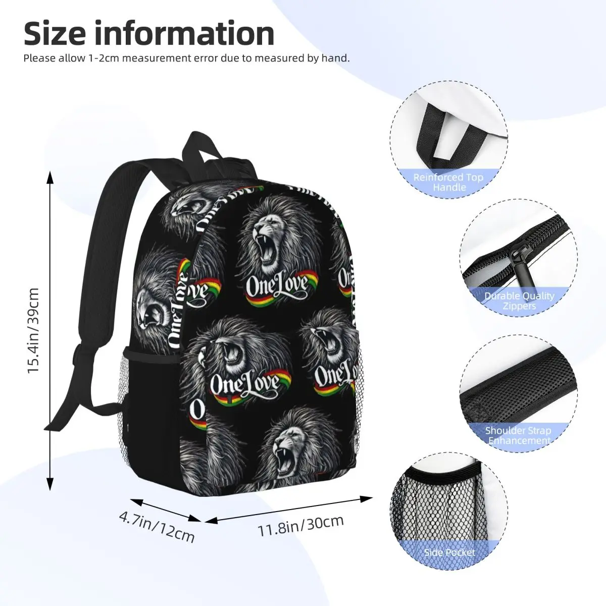 Фото Рюкзак Rastafarian Amaiquina Reggae Rasta Lion Street Skullies, студенческая сумка для книг, школьная сумка для мужчин и женщин, сумки через плечо для компьютера №2