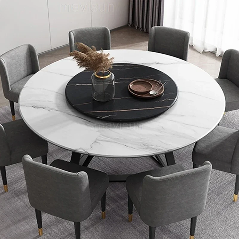 Великолепный золотой обеденный стол с поворотным механизмом круглый мраморный