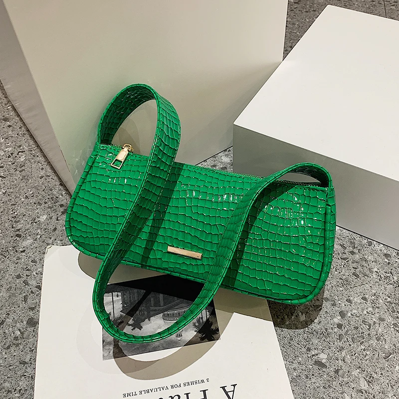 

Crocodile Pattern Cute Small PU Leather Shoulder Side Bags for Women 2022 Hit Summer Simple Handbags and Purses Female Totes
