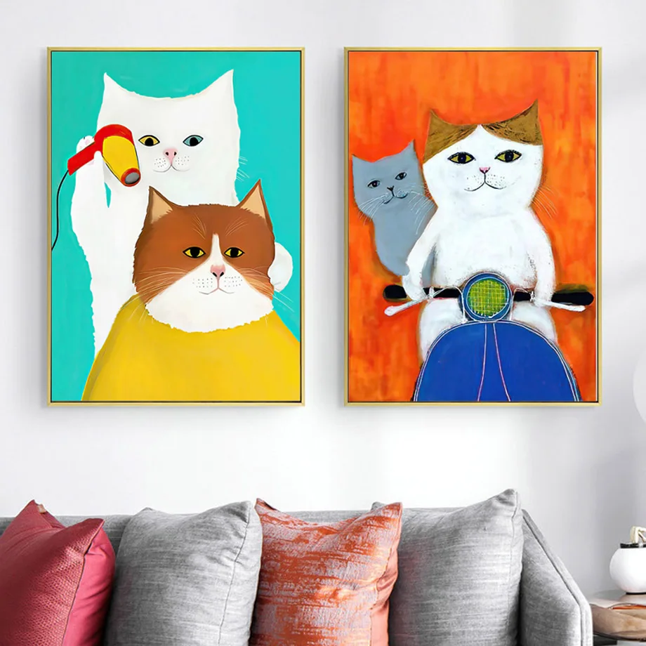 

Kawaii Cat Haircut Music Baby Bedroom Modern Wall Art Canvas Painting Nordic Posters And Prints Wall Pictures Kids Room Decor