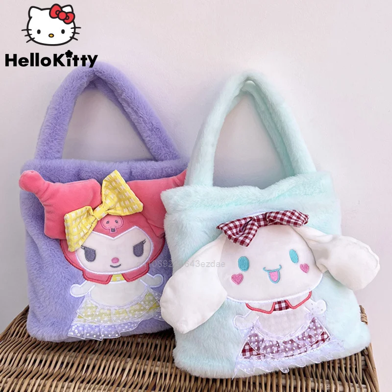 

Sanrio Kuromi Fashion Plush Handbags Women Cute Cartoon New Trend Bags For Girl Gift Kids Korean Style Cinnamoroll Shoulder Bag