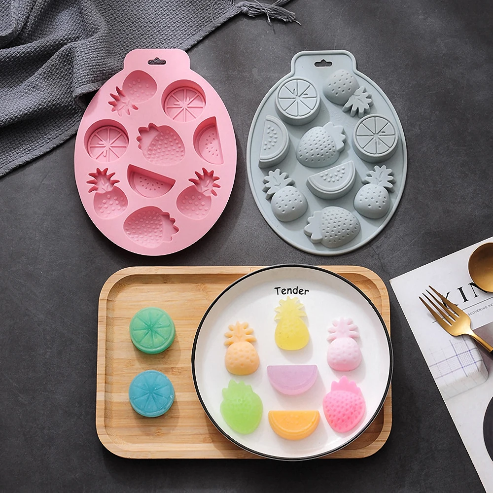 

9 Cells Summer Fruit Silicone Cake Molds Bakeware DIY Pineapple Strawberry Watermelon Style Chocolate Biscuit Mould Ice Trays