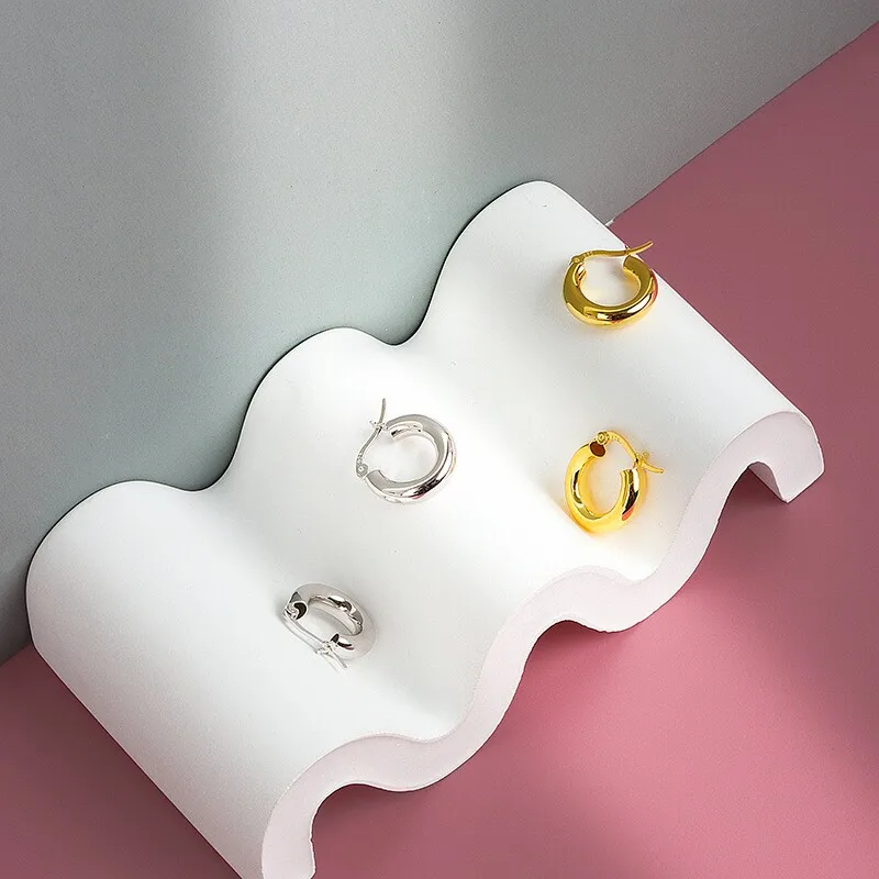 

925 Sterling Silver Hoop Earrings Charm Women Trendy Jewelry Round Simple Retro Party Accessories Gifts Gold Plated Earring