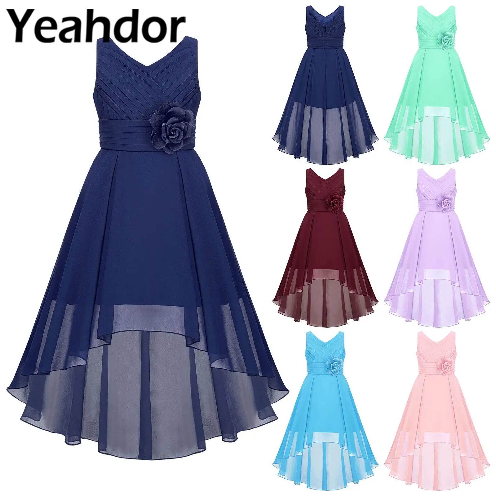

Summer Girls Dress Kids Long Robe Chiffon Princess Prom Dress Flower Girls Dresses for Evening Pageant Wedding Party Vestidos