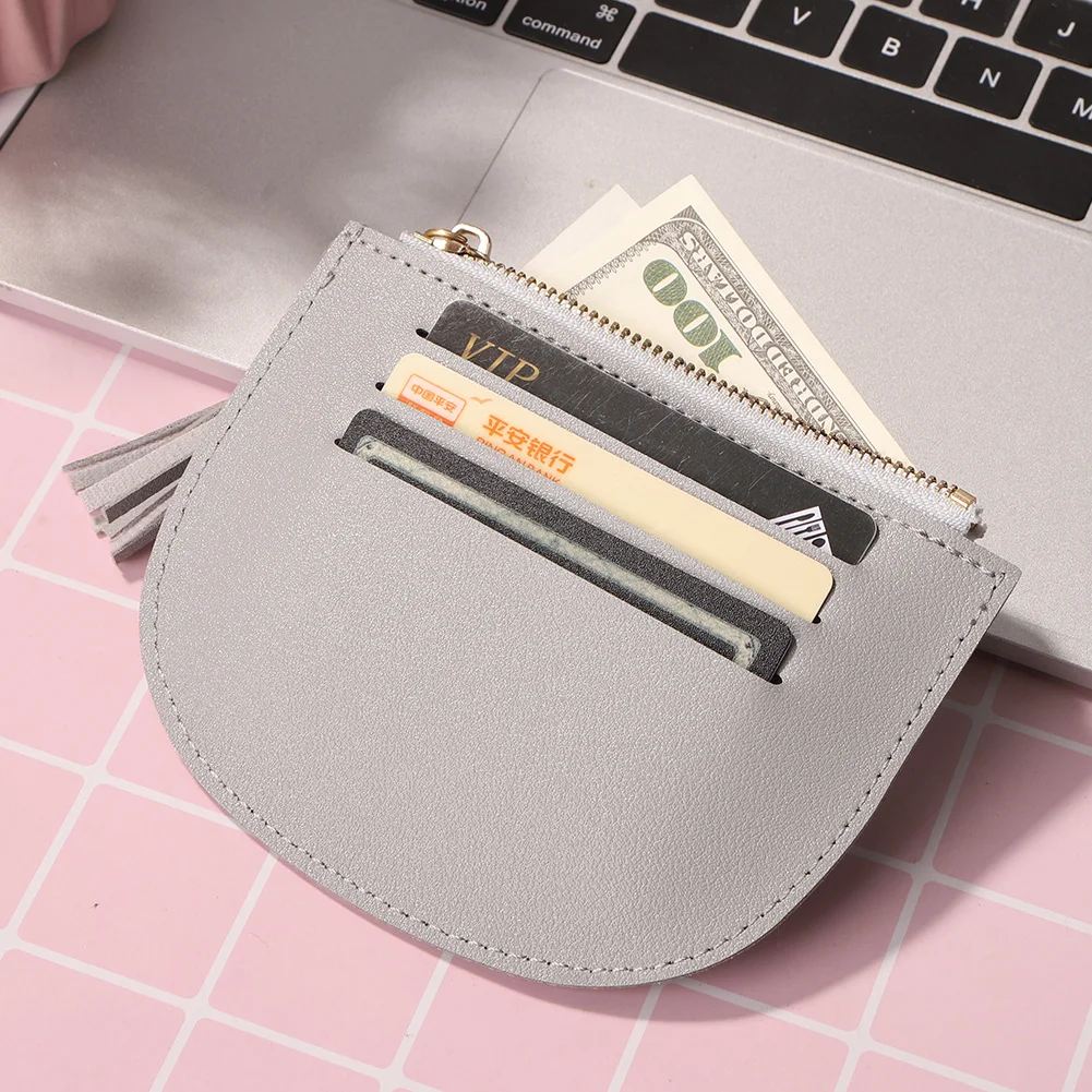 

Bags for Women U-Shape Slim Wallet Leather Short Coin Purse Tassels Fashion Small Multi-Slot ID Credit Card Holder Clutch Pouch
