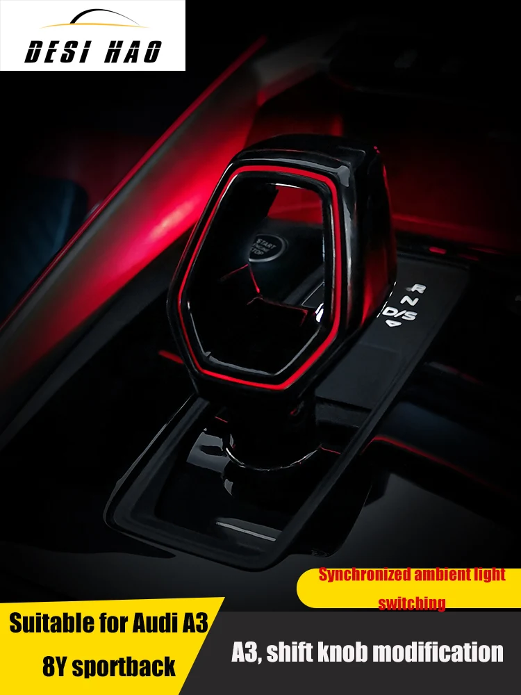 

Suitable for Audi A3 8Y 2020 2021 2022 Gear Shift Knob Decoration Modified Gear Head Ambient Light Car Interior Products