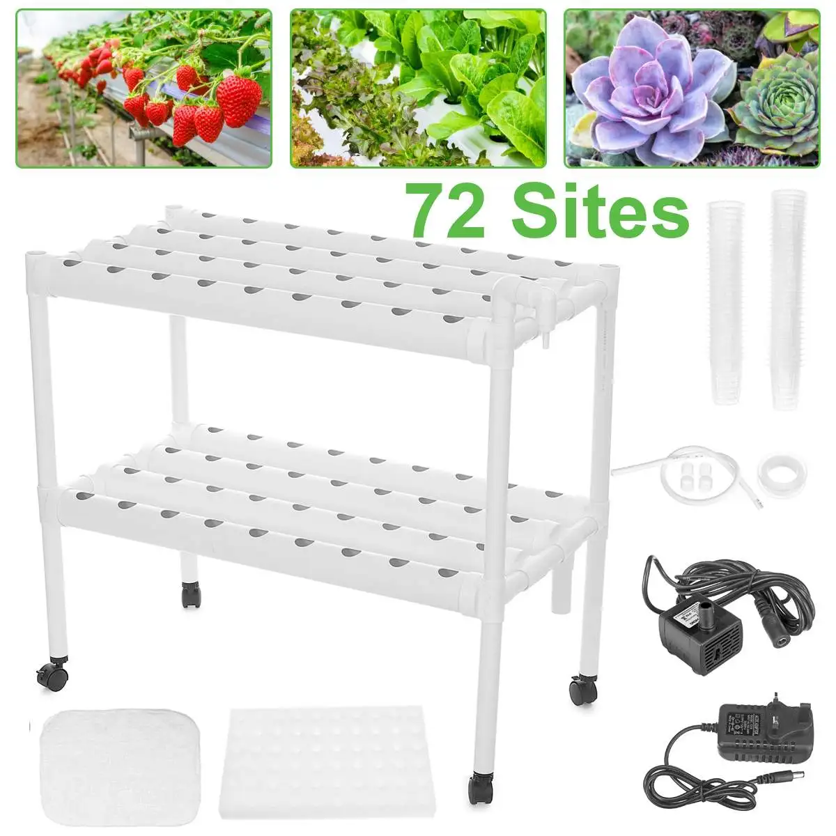 

72 Holes Hydroponics Growing System PVC Pipes Hydroponic Kit Garden Plant System Vertical Hydroponic Grow Kit with Wheels