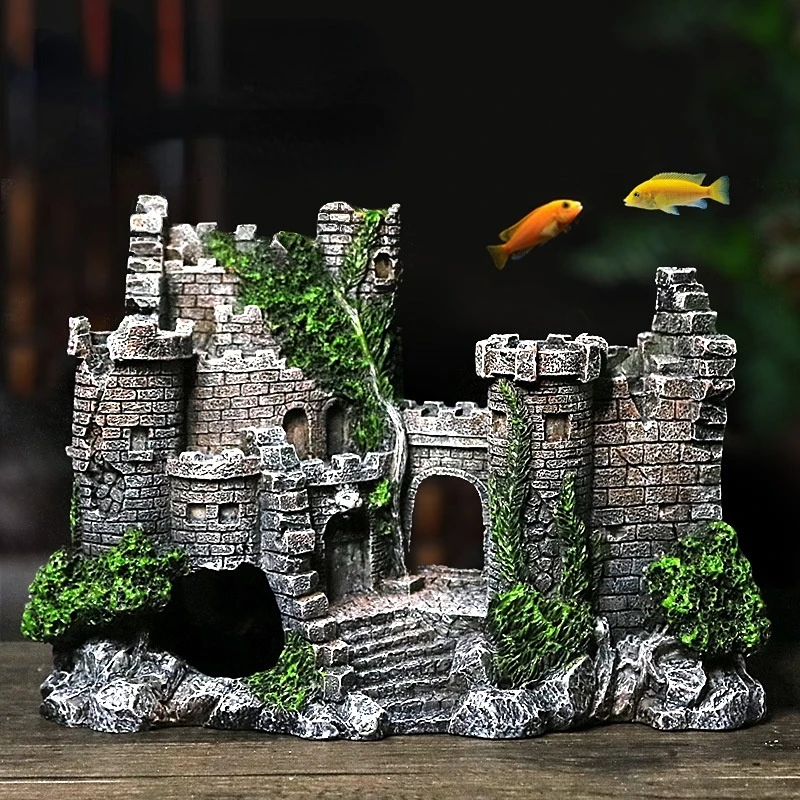 

Creative Resin Fish Tank Ancient Castle Decoration Aquarium Cave Building Decoration Landscaping and Landscaping Ornaments