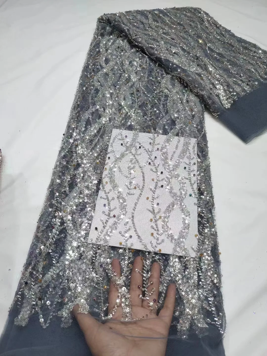 Африканская кружевная ткань 2024 высококачественные бусины Hamdmade свадебная