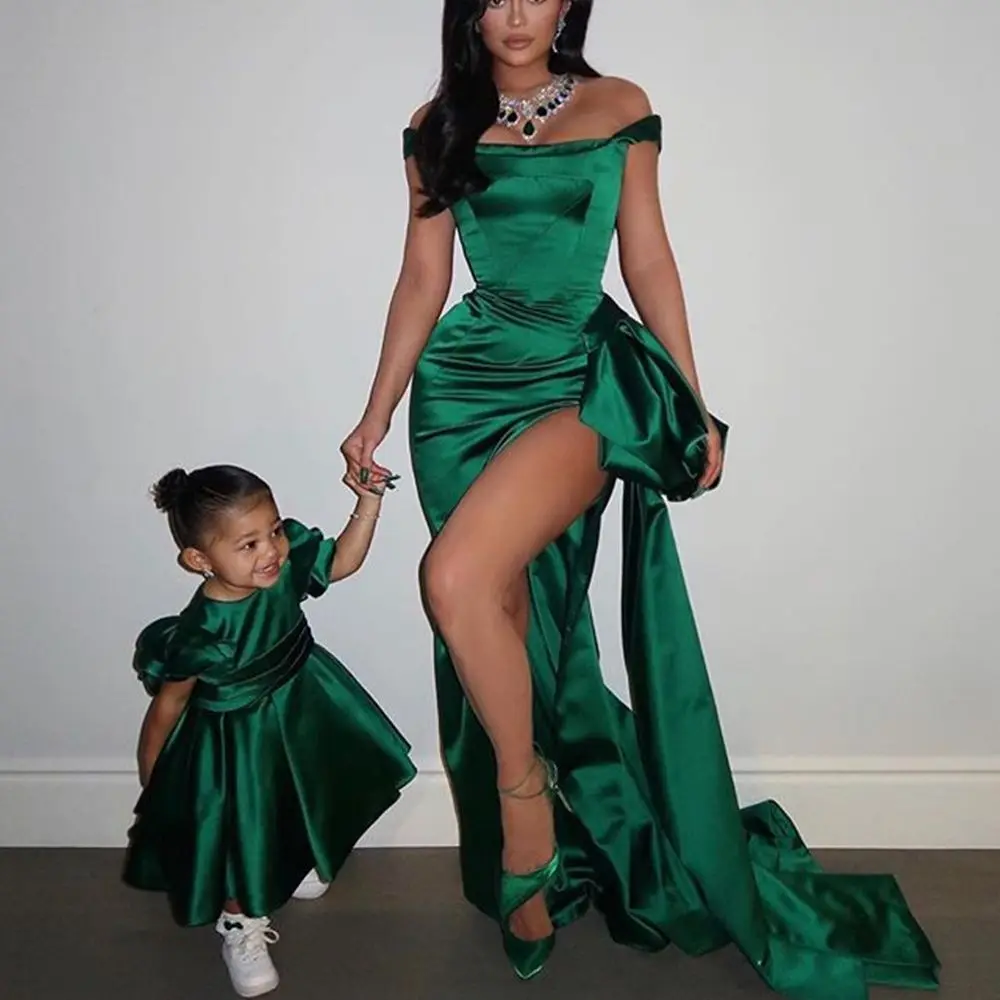 

Simple Emerald Green Mermaid Evening Dresses Long 2022 Sexy Silt Off Shoulder Plus Size Adult Prom Party Celebrity Gowns