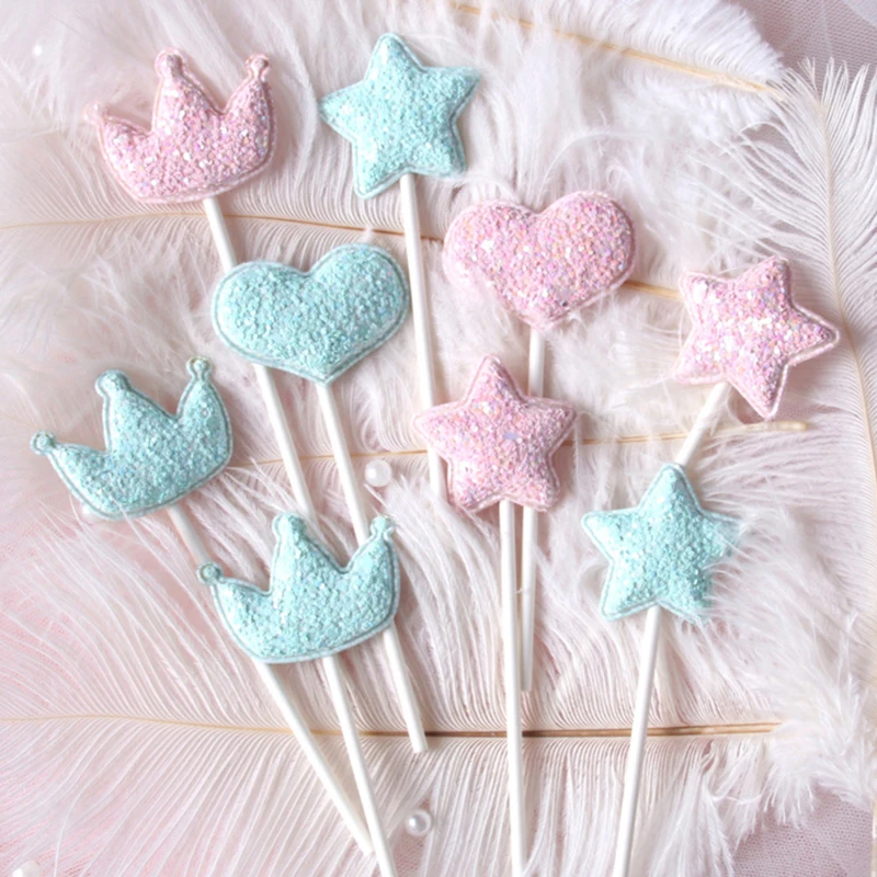 

5Pcs Happy Birthday Cake Decoration Love Crown Stars Cupcake Decoration Wedding Children Birthday Party Supplies Cake Decoration