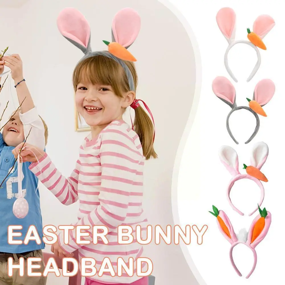 

Милые пасхальные плюшевые повязки для волос с ушками кролика для взрослых, мягкие повязки для волос в виде кролика, подарок, головной убор д...