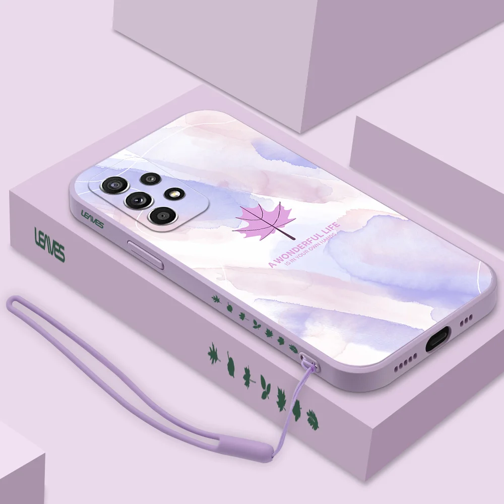 

For Samsung A52S 5G Funda Maple Leaves Silicone Case For Samsung Galaxy A53 A73 A52 A12 A51 A71 A32 A72 A22 Cover With Lanyard