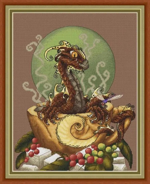 

Dragon Home Fun Cross Stitch Kit Package Greeting Needlework Counted Cross-Stitching Kits New Style Joy Sunday Kits Embroidery