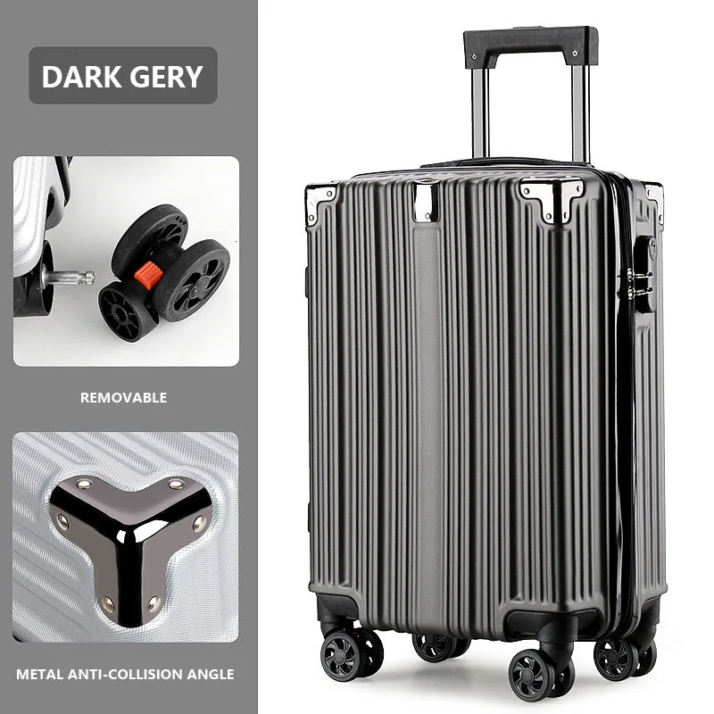 New Fashion Zipper Metal Angle Covered Trolley Case Adult Business Universal Wheel Password Suitcase