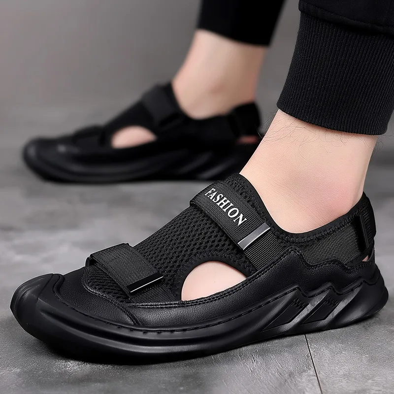 

Summer 2022 Genuine Cow Leather Shoes Men Sandals Mens Flip Flops Casual Shoes Classic Massage Beach Slippers Anti-slip