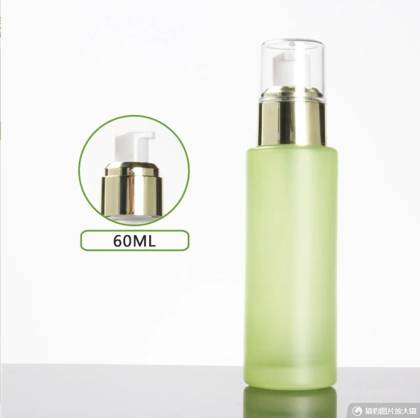 60 мл матовая/зеленая/синяя стеклянная бутылка золотой флакон с помпой Прозрачная