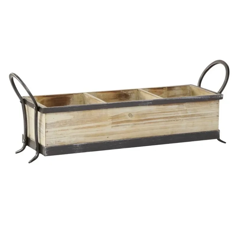 

Eye-Catching 7" Brown Wood Tray with 1-Piece Dividers - Perfect for Serving Your Favorite Dishes.