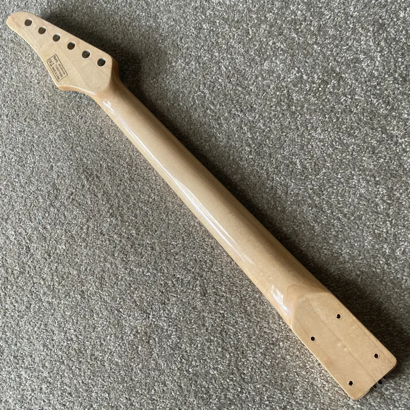 IN907 Blue Flamed Maple Headstock 24 Frets Fingerboard Unfinished Guitar Neck Tremolo Short Scale Length with Damages