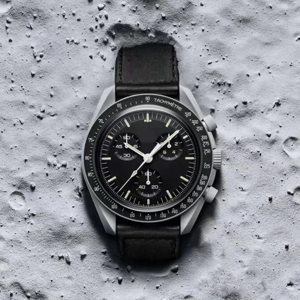 

Водонепроницаемые 6-контактные полнофункциональные часы Speedmaster с планетами для мужчин и женщин, кварцевые высококачественные часы, часы из ...