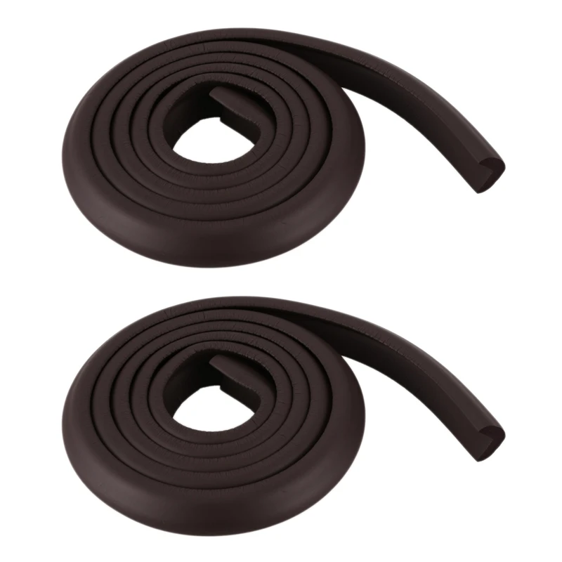 

2X 2M Children Protection Table Guard Strip Baby Safety Products Glass Edge Furniture Horror Crash Bar (Brown)