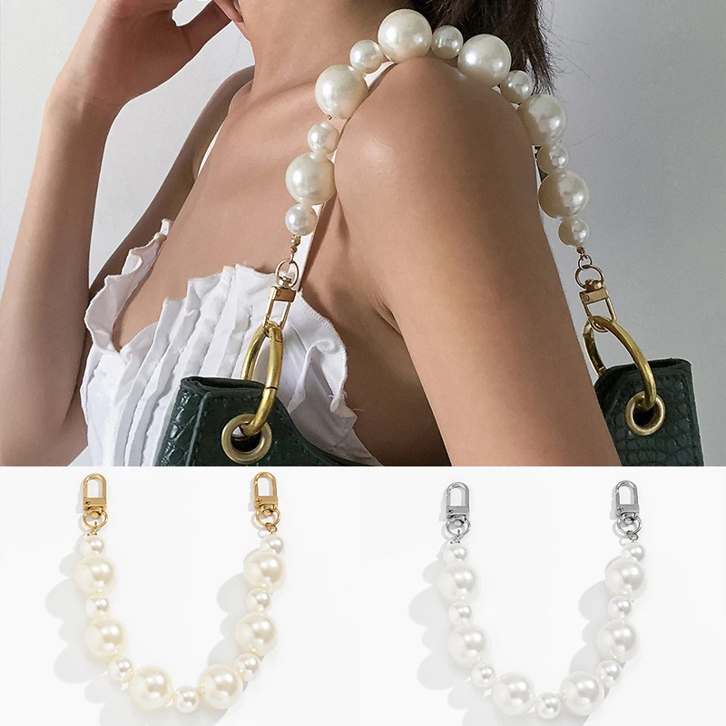 

Women Imitated Pearl Bag Chain DIY Replacement Short Crossbody Shoulder Bag Strap Handbag Handle Belt Purse Bag Parts Wholesale