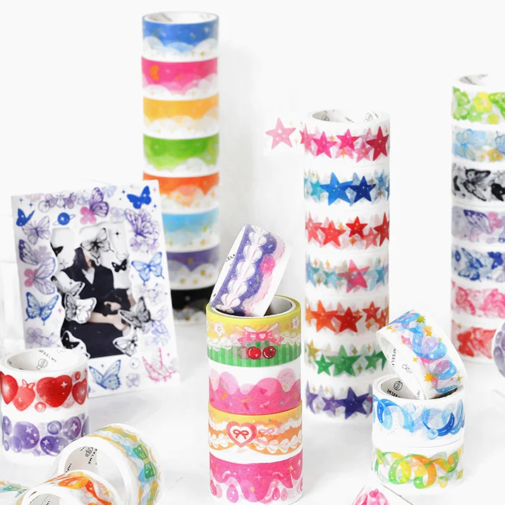 

8 шт./лот, набор ярких цветов, милая декоративная лента Washi 20 мм * 3 м, товары для творчества, бесплатная доставка