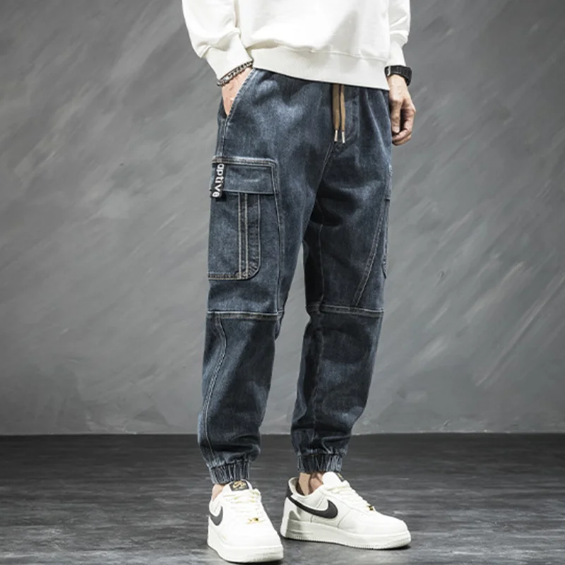 Men Clothing Autumn and Winter Straight Loose Cylinder Cargo Pants Versatile Comfortable Bluish Grey Harun Large Trousers Women