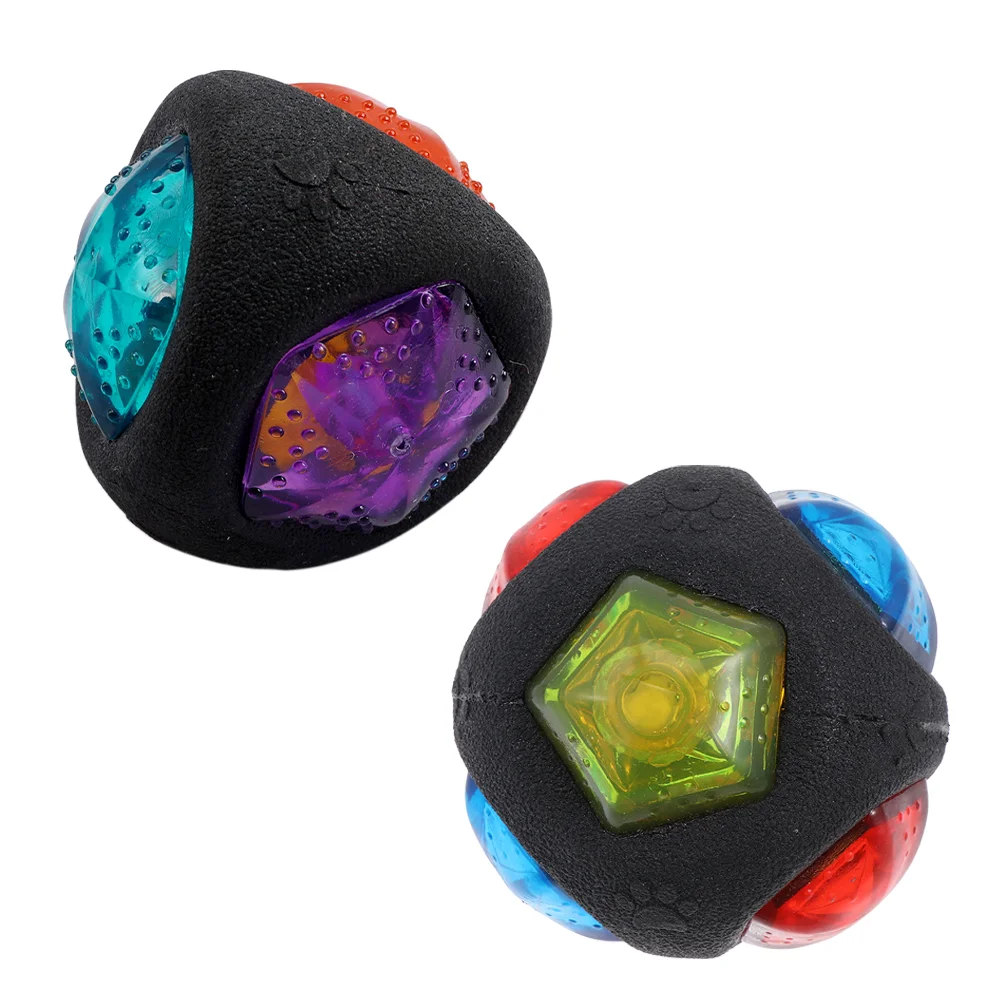 

2Pcs Interactive Dog Balls Glowing Puppy Balls LED Luminous Squeaky Pet Balls Pet Molar Balls