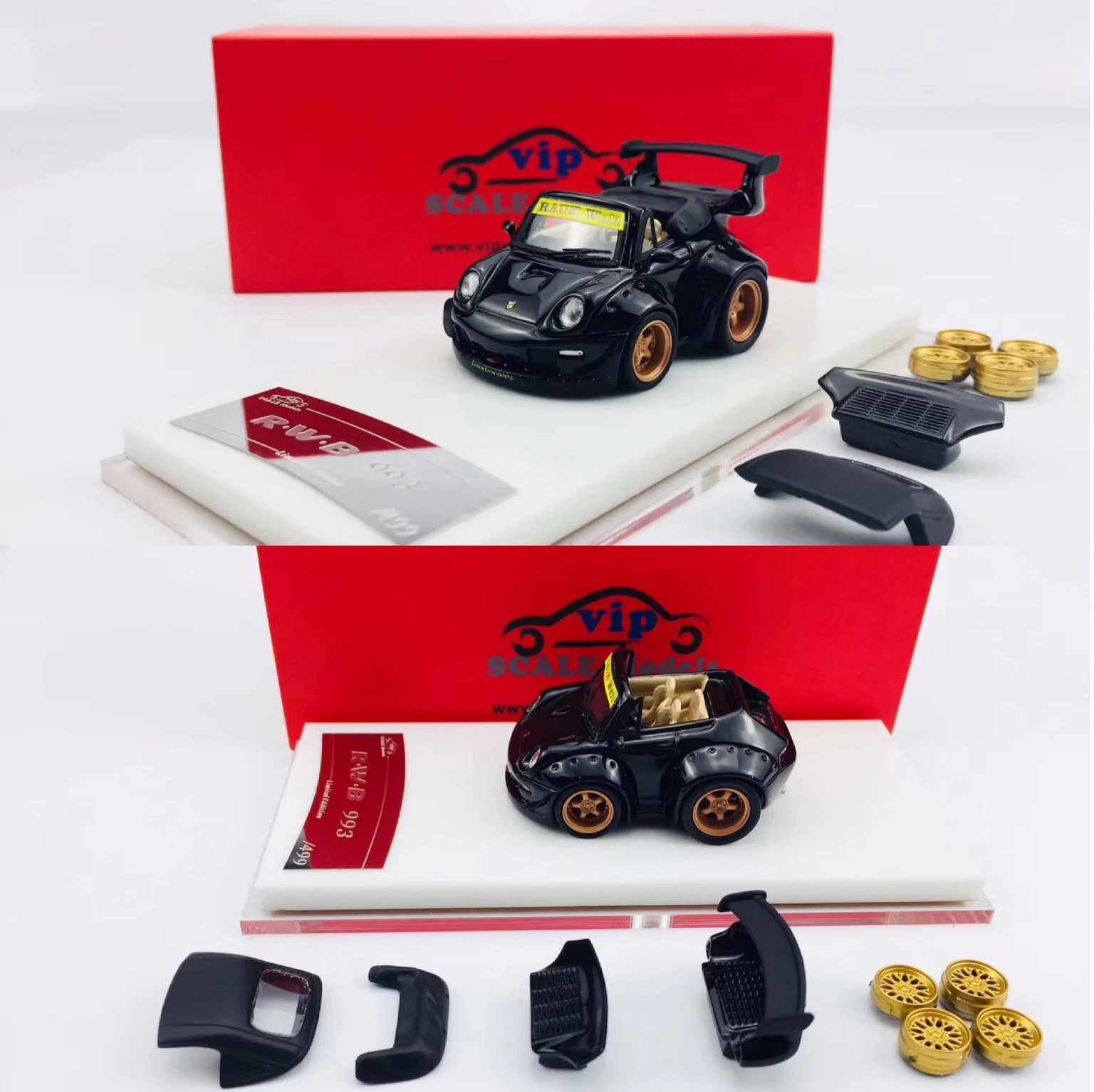 

VIP resin limited 1:64 Porsche RWB 993 991 Q car egg car to send canopy and wheels car model collection ornament gift