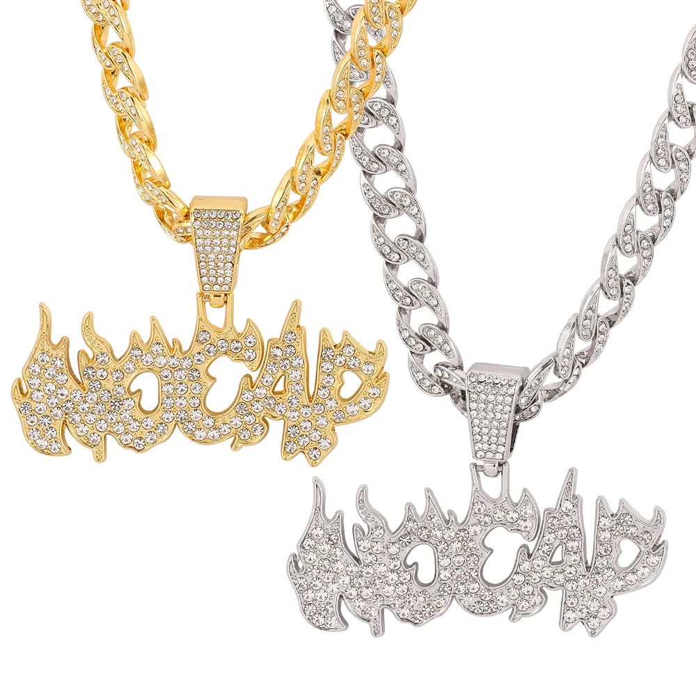 

Hip Hop Iced Out Bling No Cap Cubic Zirconia Micro Paved CZ Necklaces & Pendants For Men Jewelry With Cuban Chain