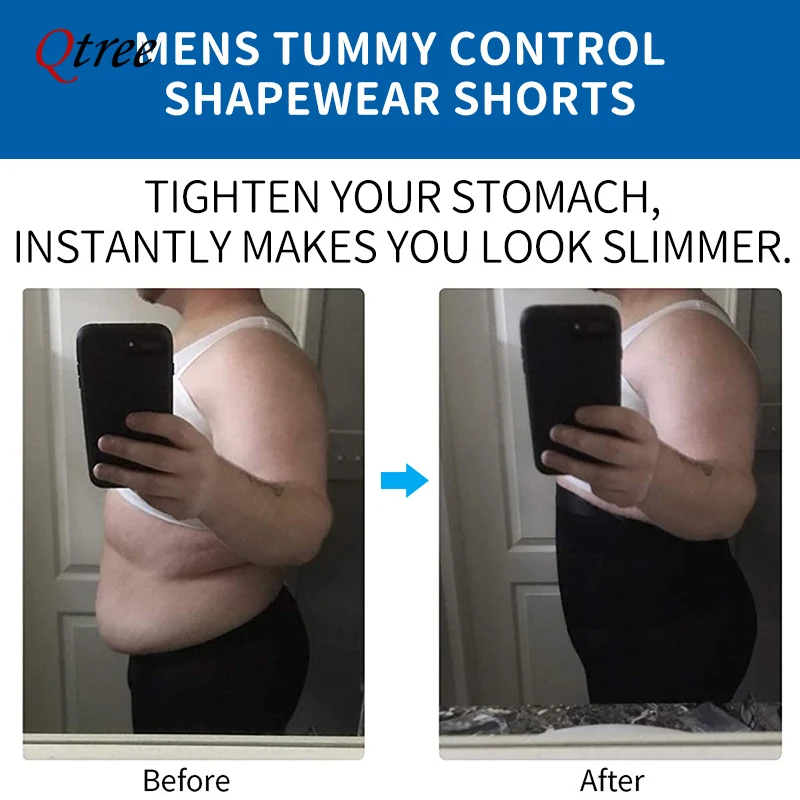 Mens Waist Trainer Shapewear Shorts Tummy Shaper High Waist Body Shaper Control Belly Underwear Girdle Abdomen Compression Panty