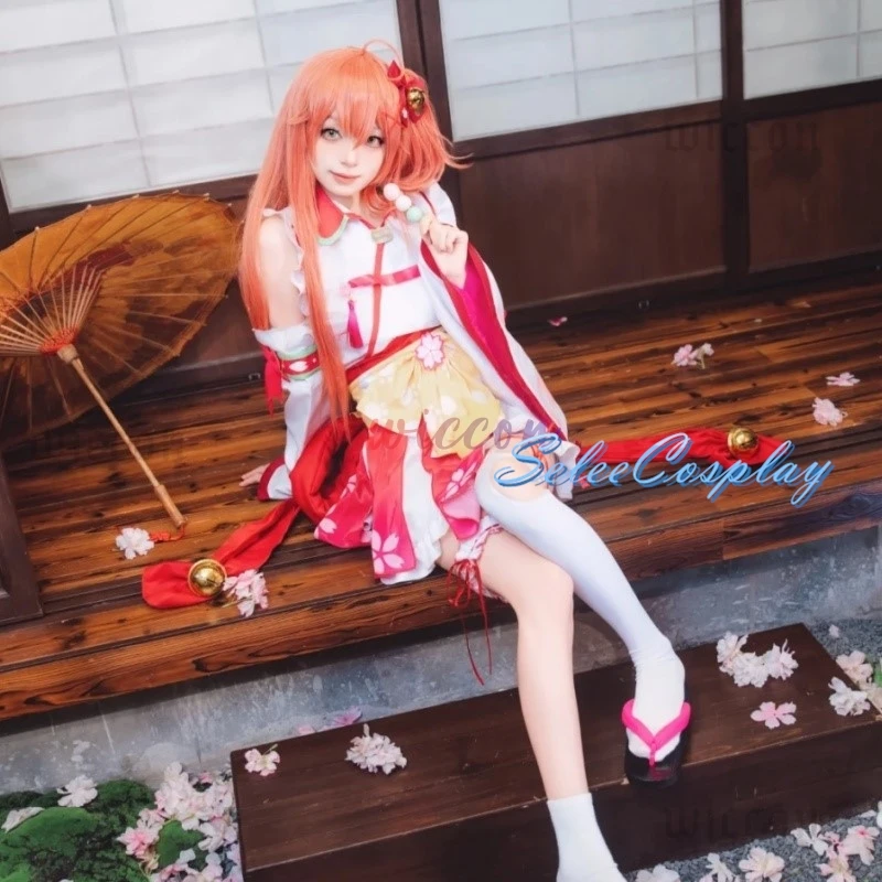 Sakura Miko Cosplay Costume Wig VTuber Hololive Performance Halloween Christmas Fancy Party Props