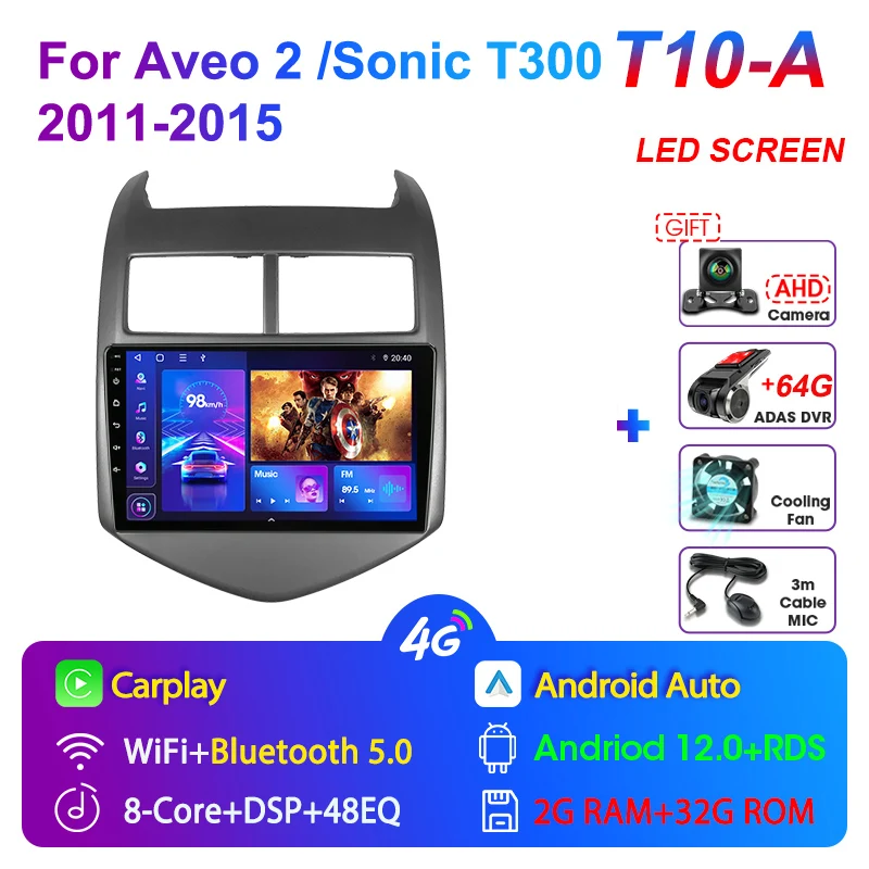

JMCQ Android 12 для Chevrolet Aveo 2 Sonic T300 2011 - 2015 автомобильный мультимедийный плеер CarPlay GPS 2 Din Навигация стерео головное устройство