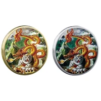 chinese new year 2022 colorful tiger dragon symbol coins collectible souvenir silver coin commemorative badges collection gift