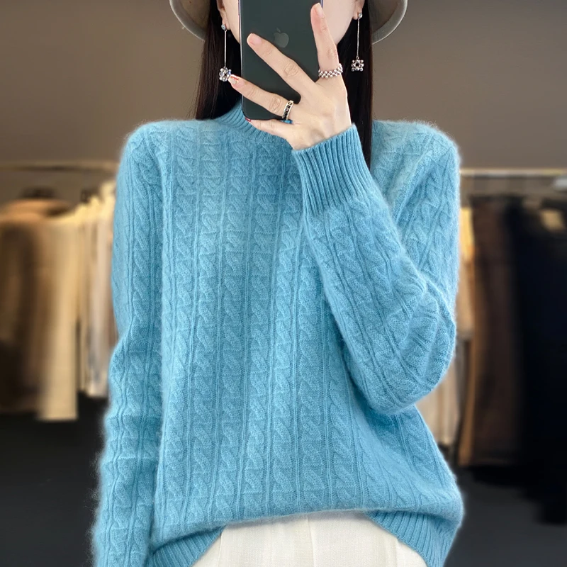 Новые продукты осенью и зимой свитер из 100% мериноса кашемира женский толстая