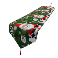 Inyahome Santa Claus Merry Christmas Table Runner Seasonal Winter Xmas Holiday Kitchen Dining Table Decor for Indoor Outdoor