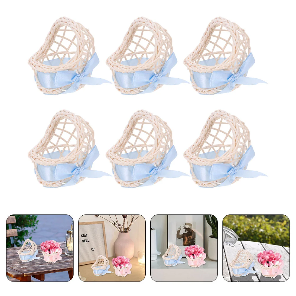 

Basket Mini Flower Woven Baskets House Model Wicker Picnic Baby Toy Cradle Girl Wedding Miniature Rattan Decoration Supplies