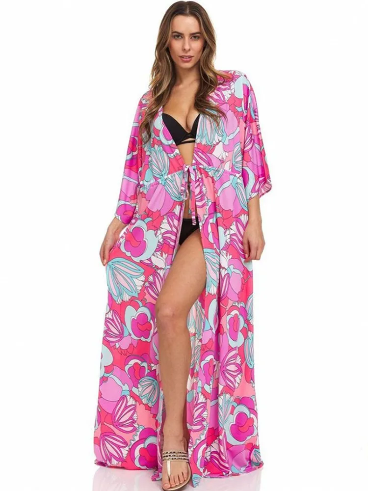 

Летнее кимоно с открытым спереди, богемная Цветочная блузка, повседневные свободные пляжные топы, винтажные блузы, женский кардиган, одежда...
