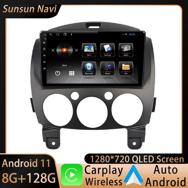 Android 11 для Mazda 2 2007 - 2014 автомобильное радио, стерео, мультимедийный видеоплеер, навигация GPS, беспроводной Carplay DSP RDS 1